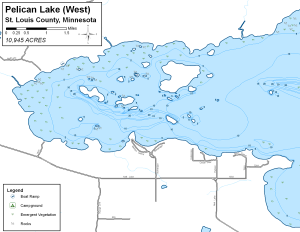 Pelican Lake West Topographical Lake Map