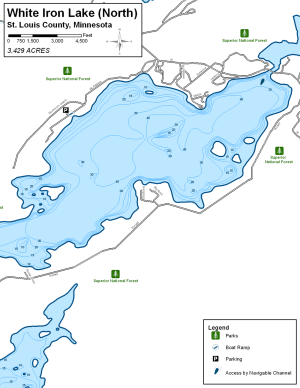 White Iron Lake (North) Topographical Lake Map