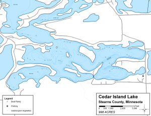 Cedar Island Lake Topographical Lake Map