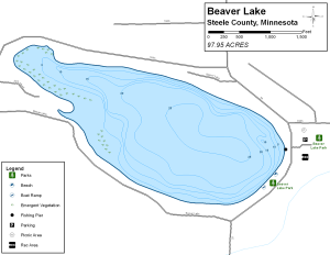 Beaver Lake Topographical Lake Map