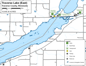 Traverse Lake (East) Topographical Lake Map