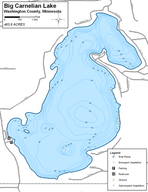 Big Carnelian Lake Topographical Lake Map