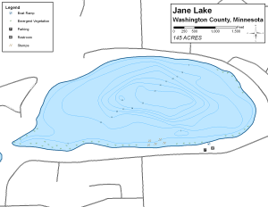 Jane Lake Topographical Lake Map