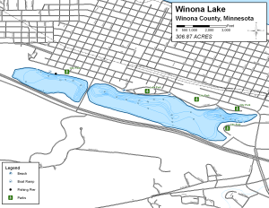 Winona Lake Topographical Lake Map
