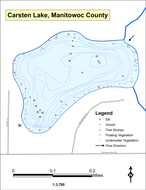 Carstens Lake (Carsten) Topographical Lake Map