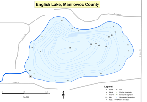 English Lake Topographical Lake Map