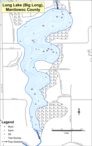 Long Lake (Big Long) Topographical Lake Map