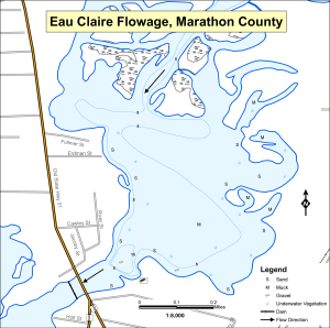 Eau Claire Flowage (Schofield) Topographical Lake Map