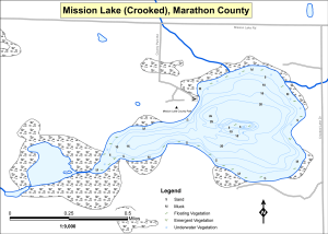 Mission Lake (Crooked) Topographical Lake Map