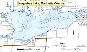 Noquebay Lake Topographical Lake Map