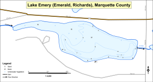 Emery Lake (Emerald, Richards) Topographical Lake Map