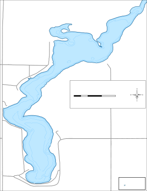 Crooked Lake - South Topographical Lake Map
