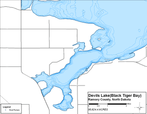 Devils Lake - Black Tiger Bay Topographical Lake Map