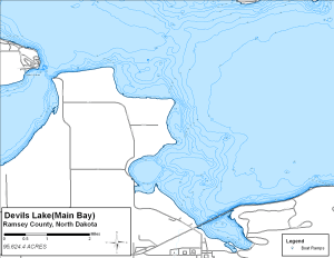 Devils Lake - Main Bay Topographical Lake Map
