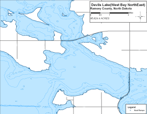 Devils Lake - West Bay Northeast Topographical Lake Map