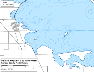 Devils Lake - West Bay Southwest Topographical Lake Map