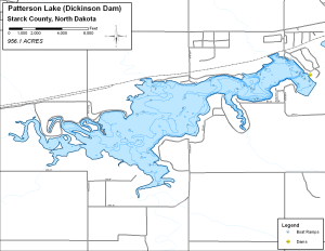 Patterson Lake (Dickinson Dam) Topographical Lake Map