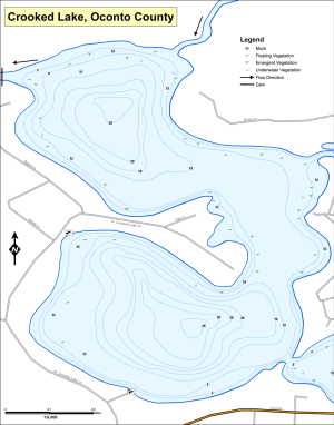 Crooked Lake Topographical Lake Map