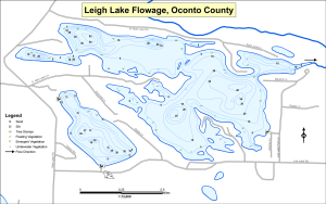Leigh Flowage (Lee) (including Marl Bay and Rice Bay) Topographical Lake Map