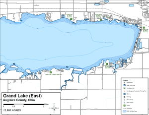 Grand Lake East Topographical Lake Map