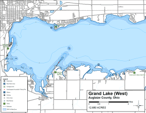 Grand Lake West Topographical Lake Map