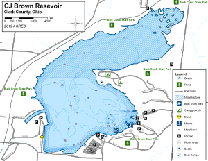 CJ Brown Resevoir Topographical Lake Map