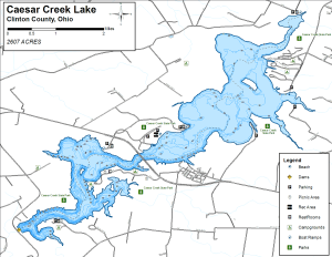 Caesar Creek Lake Topographical Lake Map