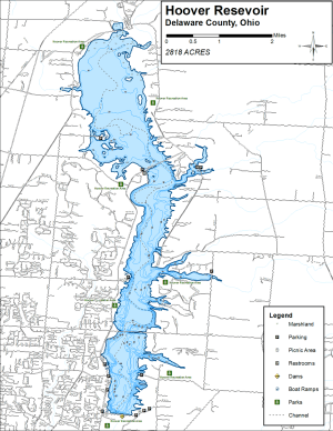 Hoover Resevoir Topographical Lake Map