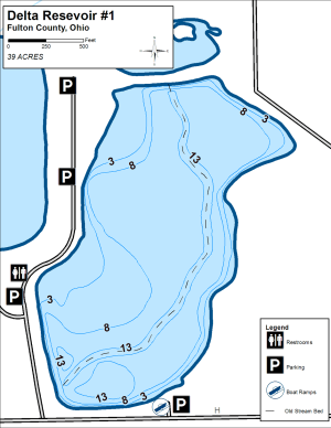 Delta Resevoir 1 Topographical Lake Map