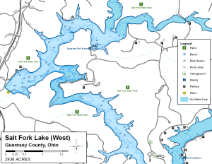 Salt Fork Lake West Topographical Lake Map
