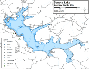 Seneca Lake Topographical Lake Map
