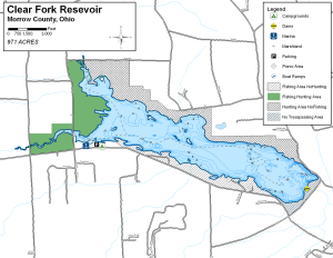 Clear Fork Resevoir Topographical Lake Map