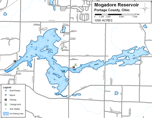 Mogadore Reservoir Topographical Lake Map