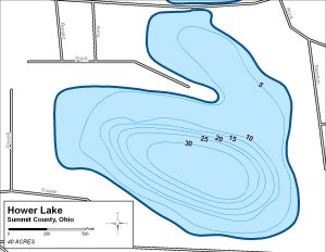 Hower Lake Topographical Lake Map