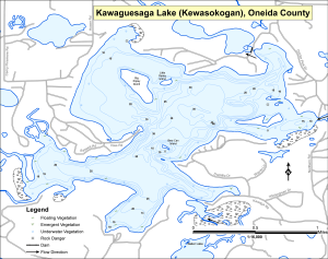 Kawaguesaga Lake (Kewasokogan) Topographical Lake Map
