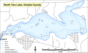 Two Lakes, North Topographical Lake Map