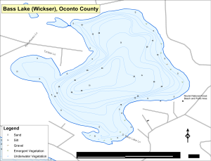 Bass Lake (Wickser)T32NR15ES09 Topographical Lake Map