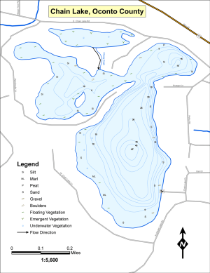 Chain Lake Topographical Lake Map