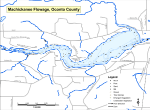 Machickanee Flowage (Stiles) Topographical Lake Map