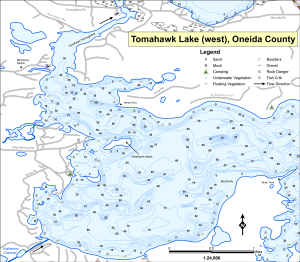 Tomahawk Lake (west Topographical Lake Map
