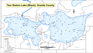 Two Sisters Lake (Black) Topographical Lake Map