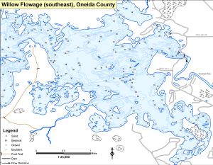 Willow Flowage (3 of 3) Topographical Lake Map