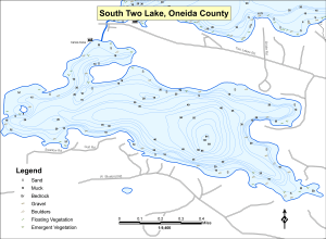 Two Lakes, South Topographical Lake Map