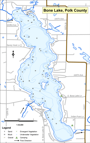 Bone Lake T35NR16WS06 Topographical Lake Map
