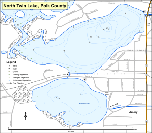 Twin Lake, North Topographical Lake Map