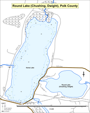 Round Lake T36NR18WS31 (Chushing) Topographical Lake Map