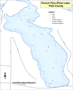 Church Pine Lake (Pine) Topographical Lake Map