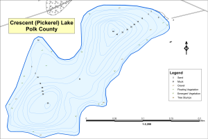 Crescent Lake (Pickerel) Topographical Lake Map