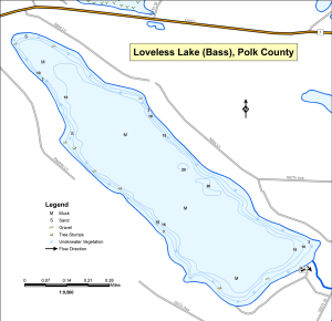 Loveless Lake (Bass) Topographical Lake Map
