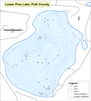 Pine Lake, Lower Topographical Lake Map